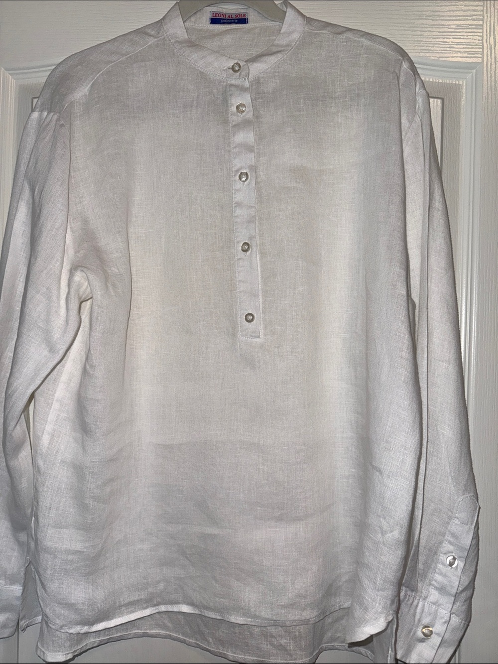 Women’s Linen White Mandarin-Collar Tunic